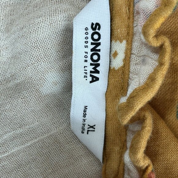 NEW SONOMA Womens XL LS Peasant Floral Cottagecore Blouse Mustard Cotton Top - Picture 8 of 10